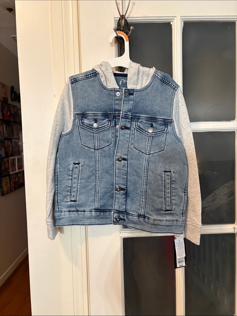 art class Light Blue Denim Jacket with Gray Hood & Sleeves